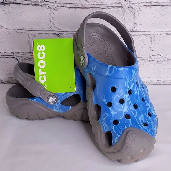 'CROCS' SWIFTWATER GRAPHIC RUGGED CLOG SLIDES - Picture 2 of 16